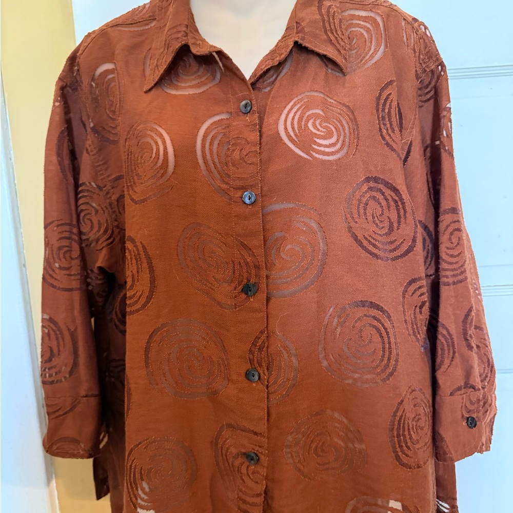 Chico's Rust Swirl Button Down Shirt